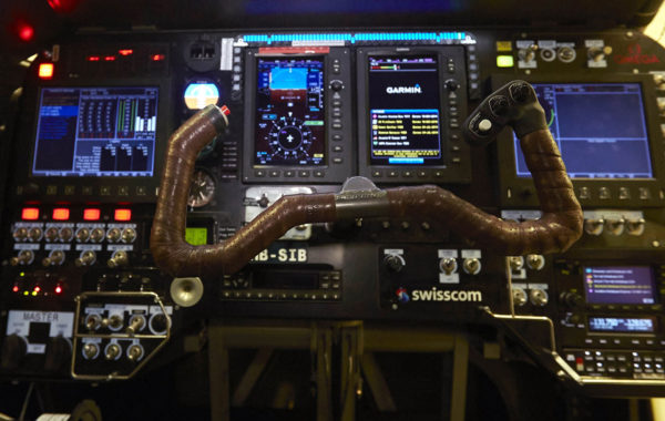 The cockpit of the solar-powered Solar Impulse 2 aircraft is pictured after a training flight at its base in Payerne November 8, 2014. From left to right instruments are : fuses, throttle, power management, autopilot, motor control, flying instruments and telecomunication. The aircraft, which was unveiled April 9, weighs 2.4 tons with a wingspan of 72 meters (236 ft.) and more than 17,000 solar cells. The attempt to fly around the world in stages using only solar energy will be made from March 2015 starting from Abu Dhabi. REUTERS/Denis Balibouse (SWITZERLAND - Tags: TRANSPORT ENVIRONMENT SCIENCE TECHNOLOGY) - RTR4DDPX