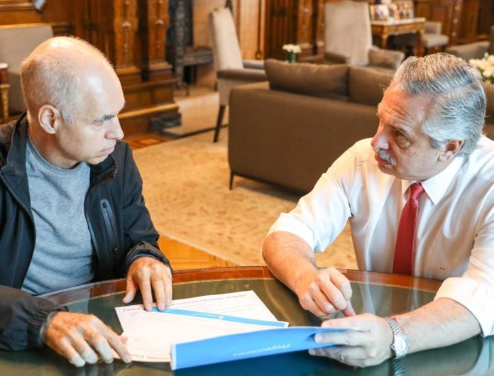 Presidente Alberto Fernández y Horacio Rodríguez Larreta reunidos